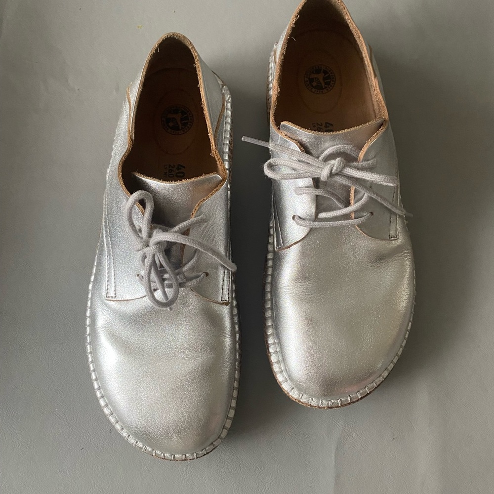 Birkenstock Gary Shoes Mules Clogs size 40 Birkenstocks grey silver 9 9.5 - Picture 3 of 10